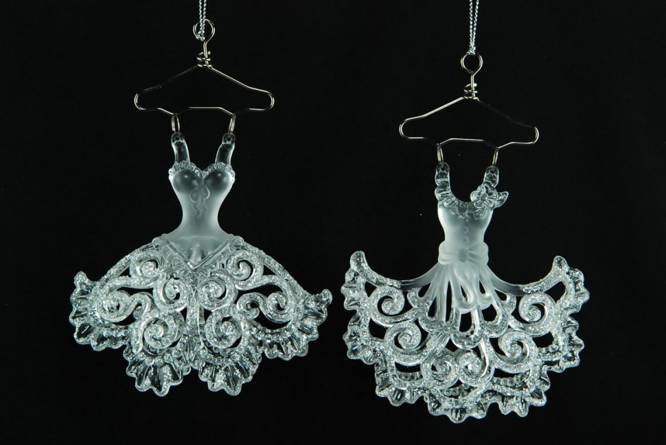 Украшение "Платье" цвет серебро,2 вида,цена за 1 шт.12 см, (150049)