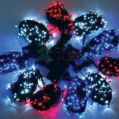 Комплект светодиодного освещения для ели высотой до 10 м., цвет LED ламп: белый,синий,красный, 10 режимный контроллер, силиконовый провод,  BEAUTY LED