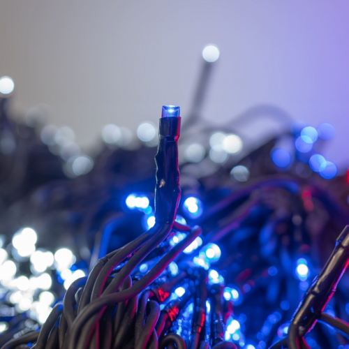 Комплект освещения для ели 10 нитей по 10 м., 1000 LED ламп: белый,синий,красный,контроллер, LTC (KFCT1000-10F11-1WBR)