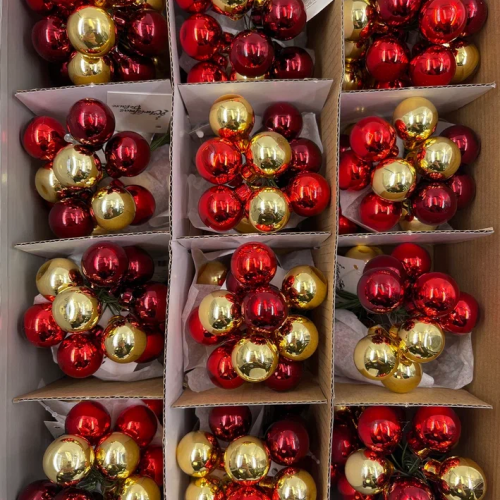 Гроздь стеклянных шаров Ягодный хоровод 2 см., 10 шт., красный/бордовый/золото, Christmas DeLuxe (89867) в Санкт-Петербурге