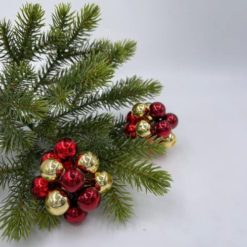 Гроздь стеклянных шаров Ягодный хоровод 2 см., 10 шт., красный/бордовый/золото, Christmas DeLuxe (89867) в Санкт-Петербурге