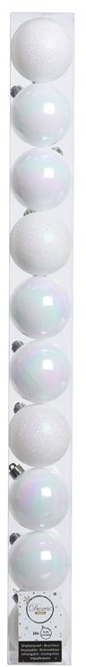 Набор пластиковых шаров Сказка 60 мм, белый ирис, 10 шт, Kaemingk (020175)
