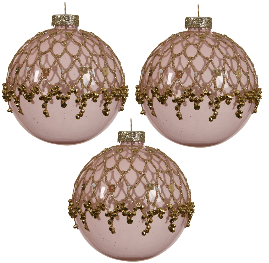 Набор стеклянных шаров  Люневиль 80 мм, розовый, 3 шт, Kaemingk (060217/2)  в Белгороде