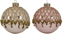 Набор стеклянных шаров  Люневиль 80 мм, розовый, 3 шт, Kaemingk (060217/2) 