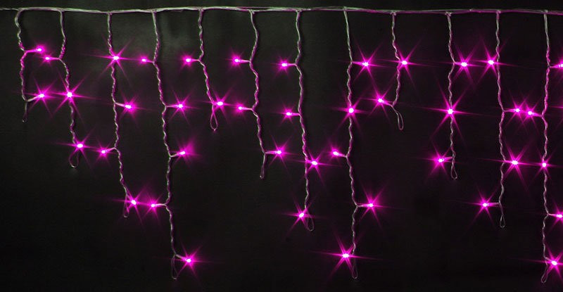 Светодиодная бахрома 3*0.5 м., 220V, 112 розовых LED ламп, прозрачный силиконовый провод, Rich LED (RL-i3*0.5-T/P)