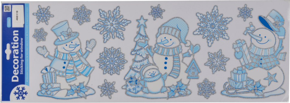 Наклейки для декорирования Снеговики в морозных узорах 59*21 см., Kaemingk(460119/2) в Белгороде