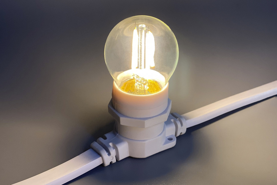 Светодиодная лампа для Белт-лайта теплая белая, филамент, 45 мм., 2Вт, Е27, 220В, Teamprof (TPF-B-E27-G45T2-2W-TWW) в Белгороде