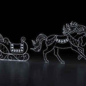 Светодиодная композиция Сани с конем 2D (плоская фигура), Сад Радости (SR060)