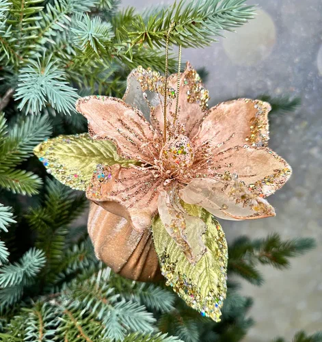 Винтажный шар Агава 15 см., шампань, 1 шт., Christmas DeLuxe (86578)