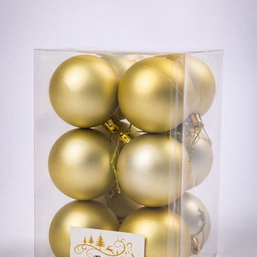 Набор пластиковых шаров Вероника 60 мм., шампань матовый, 12 шт., ЕлкиТорг (150211) в Санкт-Петербурге