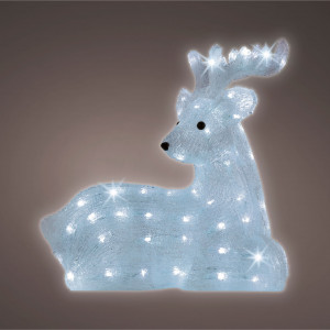 Светодиодная акриловая фигура Олень на отдыхе 43 см., 220V., 80 хол.белых LED ламп, Kaemingk (492023)