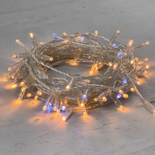 Светодиодная гирлянда с колпачком 100 экстра теплых белых LED ламп 10 м., мерцание, 220-230 В., прозрачный провод ПВХ, IP65, LTC (PST100BLWCAP-10-2EWW)