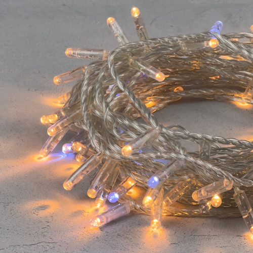 Светодиодная гирлянда с колпачком 100 экстра теплых белых LED ламп 10 м., мерцание, 220-230 В., прозрачный провод ПВХ, IP65, LTC (PST100BLWCAP-10-2EWW)