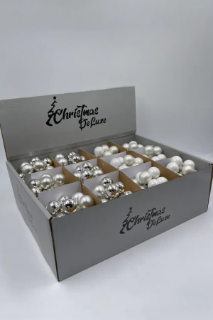 Гроздь стеклянных шаров Ягодный хоровод 2 см., 10 шт., первый снег, Christmas DeLuxe (89868)