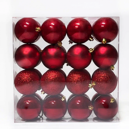 Набор пластиковых шаров Вернисаж 80 мм., красный, 32 шт., Christmas DeLuxe (89587)