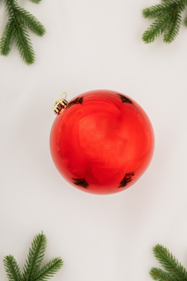 Шар пластиковый глянцевый 150 мм., красный, ЕлкиТорг (150101)