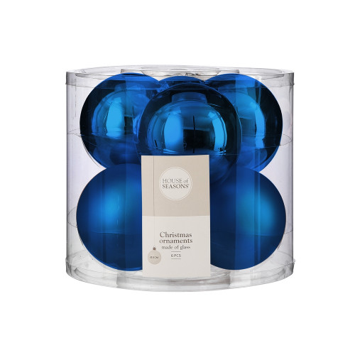 Набор стеклянных шаров Лалик 80 мм., 6 шт., синий, House of seasons (85570)