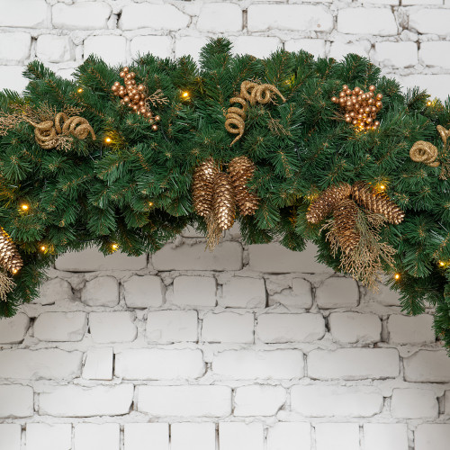 Хвойная арка Санкт-Петербург 240*160 см. с золотым декором, 260 теплых-белых Led ламп, Литая+ПВХ, ЕлкиТорг (28008)