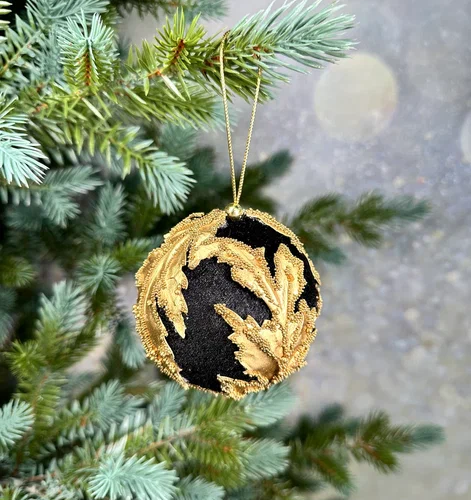 Винтажный шар Версаль 9 см., черный, 1 шт., Christmas DeLuxe (86526)