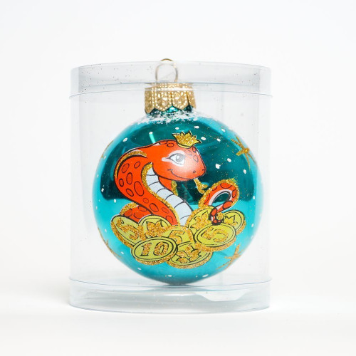 Стеклянный шар Змея 60 мм., бирюзовый, Ёлочка (С29/1) в Санкт-Петербурге