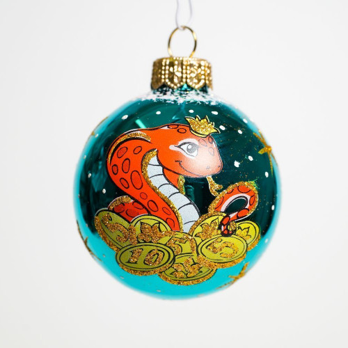 Стеклянный шар Змея 60 мм., бирюзовый, Ёлочка (С29/1) в Санкт-Петербурге