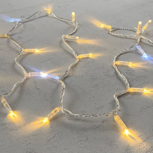 Светодиодная гирлянда с колпачком 100 теплых белых LED ламп 10 м., мерцание, 220-230 В., прозрачный провод ПВХ, IP65, LTC (PST100BLWCAP-10-2WW)