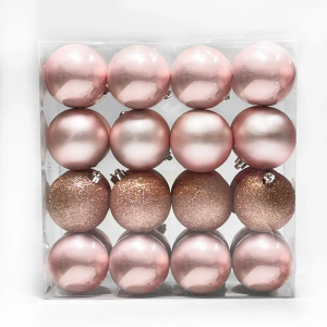 Набор пластиковых шаров Вернисаж 80 мм., розовый перламутр, 32 шт., Christmas DeLuxe (89715)