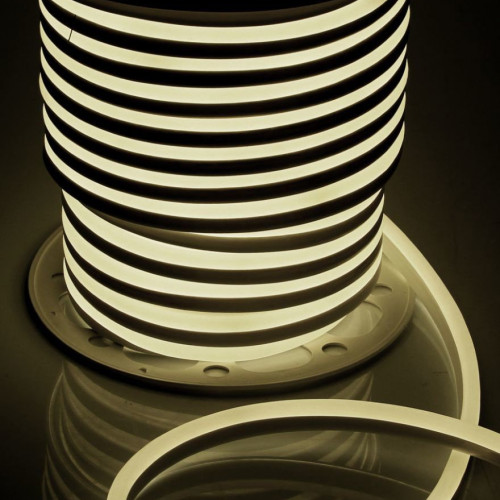 Неон гибкий односторонний Neon-Light 15*25 мм., 220V, теплые белые LED лампы 120 шт на 1 м, бухта 50
