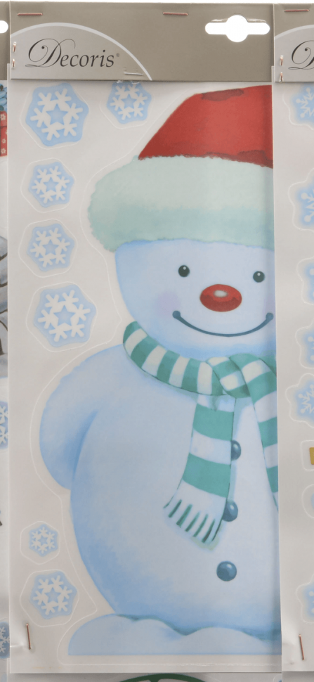Наклейки для декорирования Снеговик с полосатым шарфом 23*31 см., Kaemingk (461406/2) в Белгороде