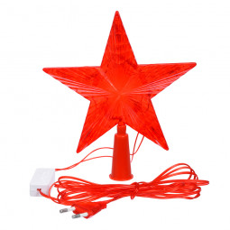 Светодиодная макушка Звезда красная, 10 LED ламп, 15*15 см., 220В, зеленый провод, Vegas (55097)