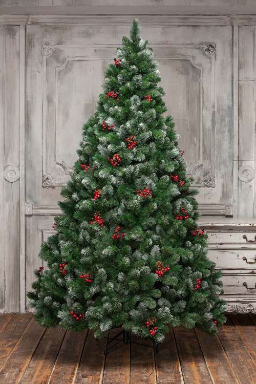 Искусственная сосна Очарование 180 см., с шишками и ягодками, Леска+ПВХ, ЕлкиТорг (141180)