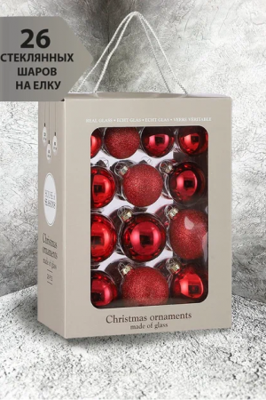 Набор стеклянных шаров Классический красный 26 шт., Christmas DeLuxe (86461)  