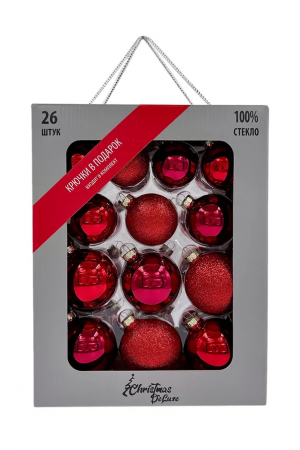 Набор стеклянных шаров Классический красный 26 шт., Christmas DeLuxe (86461)  