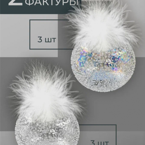 Набор стеклянных шаров Ледяной дождь 100 мм., 6 шт., прозрачный, Christmas DeLuxe (14032) в Санкт-Петербурге