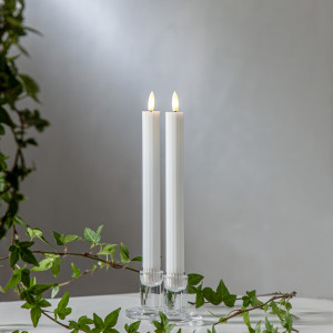 Набор светодиодных свечей с 3D пламенем, 2 шт., 25*2.1 см., белый, таймер, на батарейках, Lampirida (061-63)