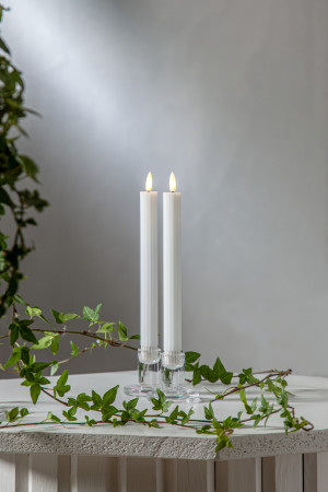 Набор светодиодных свечей с 3D пламенем, 2 шт., 25*2.1 см., белый, таймер, на батарейках, Lampirida (061-63)