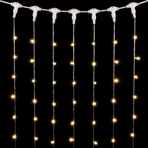 Светодиодный занавес с колпачком 2*3 м., 600 теплых белых LED ламп, прозрачный провод ПВХ, IP65, LTC (PCL602CAP-10-2WW)