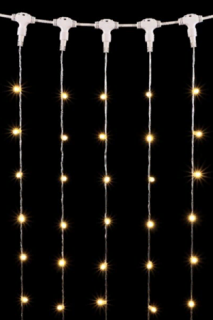 Светодиодный занавес с колпачком 2*3 м., 600 теплых белых LED ламп, прозрачный провод ПВХ, IP65, LTC (PCL602CAP-10-2WW)