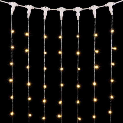 Светодиодный занавес с колпачком 2*3 м., 600 теплых белых LED ламп, прозрачный провод ПВХ, IP65, LTC (PCL602CAP-10-2WW)