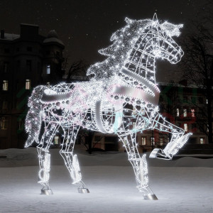 Светодиодная фигура Лошадь серебряная Premium 2,5 м., Conso (OL333)