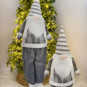 Игрушка Гном телескопический 65-106 см., серый, Christmas DeLuxe (89319)