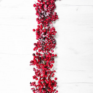 Гирлянда заснеженная из красных ягод 185 см., Christmas DeLuxe (87342)