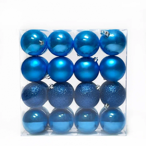 Набор пластиковых шаров Вернисаж 80 мм., синий, 32 шт., Christmas DeLuxe (89589)