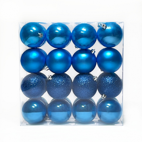Набор пластиковых шаров Вернисаж 80 мм., синий, 32 шт., Christmas DeLuxe (89589)