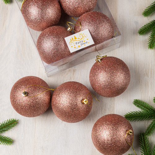 Набор пластиковых шаров Глория 100 мм., пудровый глиттер, 4 шт., ЕлкиТорг (150438)