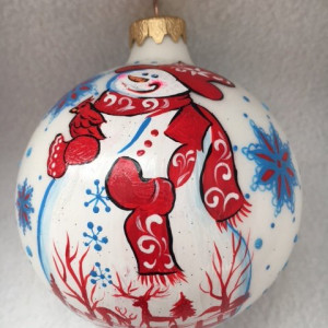 Набор стеклянных шаров Друзья снеговички 85 мм, серия ВС, 2 шара в подарочной упаковке, Батик	(КН-85-17014)