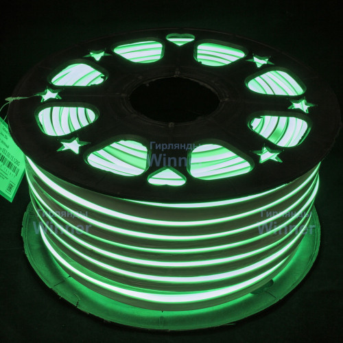 Гибкий Неон двухсторонний 7*15 мм., зеленые LED лампы 120 шт на 1 м, бухта 50 м, Winner (052.50.15.120G)