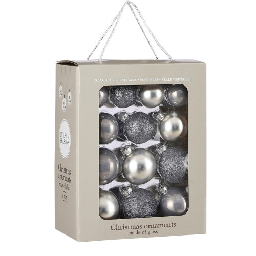 Набор стеклянных шаров Серебряный Микс 26 шт., Christmas De Luxe (86782)  
