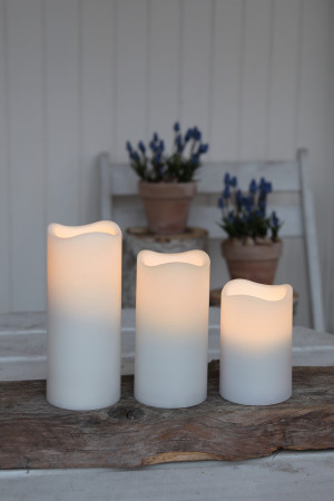 Набор светодиодных свечей с пультом, 3 шт.: 11, 15, 18 см., белый, пластик, на батарейках, Lampirida (068-26)