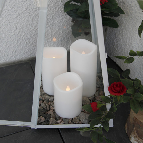 Набор светодиодных свечей с пультом, 3 шт.: 11, 15, 18 см., белый, пластик, на батарейках, Lampirida (068-26)